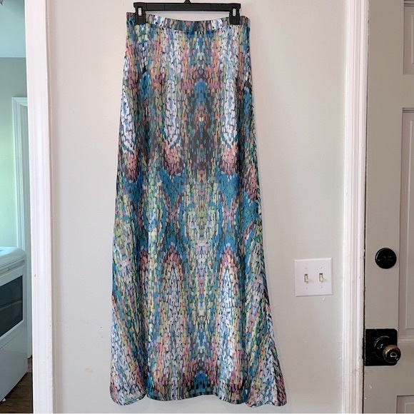Shabby Apple Maxi Skirt Mosaic Print Chiffon Layered - Picture 4 of 13